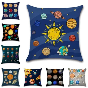 Päikesesüsteemi cartoon trükitud Päike pere planeedi Padi dekoratiivsed Kodus diivan tool auto iste laste tuba kingitus padjapüür