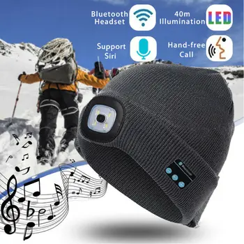 Winter music Müts Traadita Bluetooth-V5.0 Smart ühise Põllumajanduspoliitika Kõrvaklappidega Peakomplekt Koos 4 LED Valgus Handfree Muusika Kõrvaklappide jaoks nutitelefoni