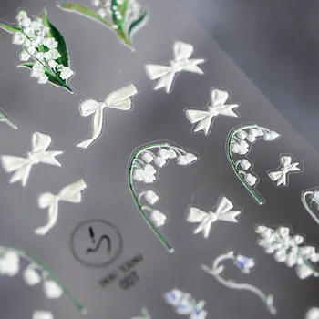1 Leht Lily of The Valley Lill Pro Küünte Kleebis Reljeef Jaapani Uus Käsitöö Jäätunud Liim Õhuke Nail Decor Decal Disainer