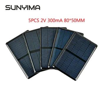 SUNYIMA 5TK 2V 300mA Polükristallilised Päikesepaneelid 80*50mm Sunpower Mini Päikesepaneelide Päikese Võimu Mooduli DIY Aku Laadija