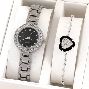 Naiste watch Lihtne Temperament Diamond Inkrusteeritud Quartz Watch Kleit Ametlik Terasest Bänd Vaadata Rhinestone Naiste Käevõru