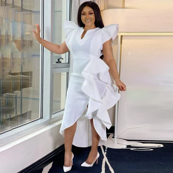 MD Dubai Pruudi Kleidid Uus Aafrika Naiste Bodycon Ruffle Kleit Pluss Suurus Boubou Pulmapidu Hommikumantlid 2023 Kevad Suve Riideid