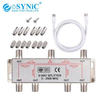 eSYNiC 6-Way Coax Cable Splitter digi-TV Õhust SAT Lairibaühenduse Signaali Pistik MoCA 5-2500MHz Satelliidi Vastuvõtja
