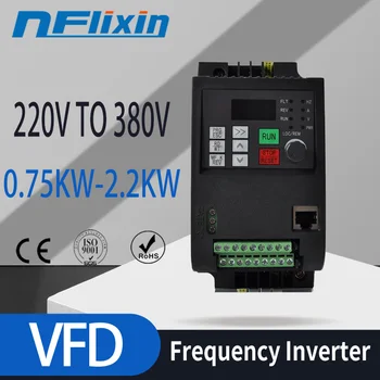 Teisendada 220v ühefaasiline sisend 380v, kolm faasi Väljund 0.75 kw 1HP VFD Variable Frequency Drive Inverter