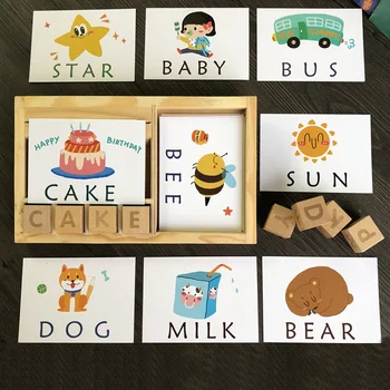 Montessori Inglise Keele Õppimine Kaardid Tähestik Õigekiri Sõnade Lapsed Mängud Õigekiri Sõna Ehitusplokk, Varase Haridus Mänguasjad