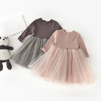 Blotona Väikelapse Beebi Tüdrukud Kleit Princess T-Särk, mille Võrgusilma Pikk Varrukas Kleit Sünnipäeva Ehitud Tähed Tülli Kleidid 0-3Years