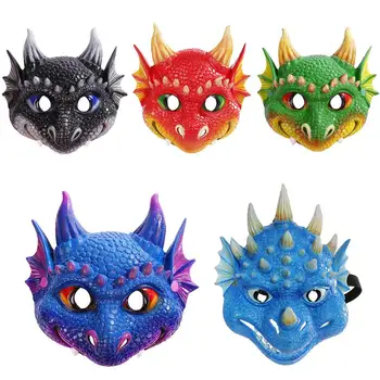 Halloween Lapsed Kid 3D Draakon Mask Dinosaurus Teema Poole Masquerade Mask Cosplay Prop Realistlik Välimus Nägu Katta