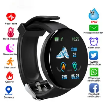D18S Smart Watch Käevõru Ümmarguse Meeste Fitness Tracker vererõhk Veekindel Naise Südame Löögisageduse Monitor Sport Android ja IOS