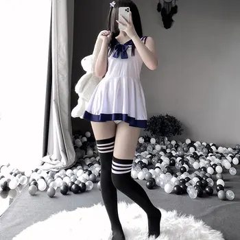 Kooli Girl Cosplay Kostüümid Porn Seksikas Naistepesu Naiste Madrus Kleit Riided Kawaii Japaness Anime Stiilis Mini Seelik koos Vibu