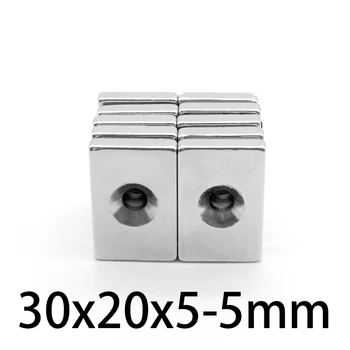 2-20pcs 30x20x5-5mm N35 Blokeerida Võimsad Magnetid Hole5mm Lahtiselt Leht Neodüüm Magnet Tugev Püsiv NdFeB Magnetid 30*20*5-5mm