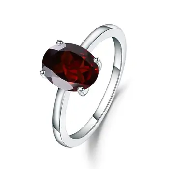 Gem Ballett Romantiline 2.21 Ct Ovaalne Looduslik Punane Granaat Gemstone Rõngad Naiste Kaasamine Tõeline 925 Sterling Silver Ring Trahvi