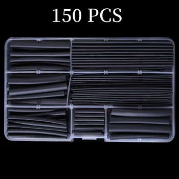 150 TK Musta Karbiga 2:1 Korda Kahaneb Heat Shrink Sleeve Set Thermoresistant Toru Isoleeritud Traat Polüolefiinist DIY Kit