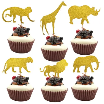 24tk Džungel Safar Loomade Sünnipäevaks Raamatu Cupcake Torukübar Wild Üks Kaunistamiseks Beebi Dušš 1. Sünnipäeva Tarvikud