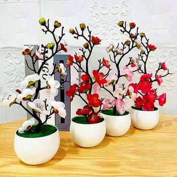 1tk Bonsai Siidist Lilled Ploomi Kunstlik potitaimed Õied Simulatsiooni Talvel Ploomi Branch Bonsai Pulm Kodu Kaunistada Tuba