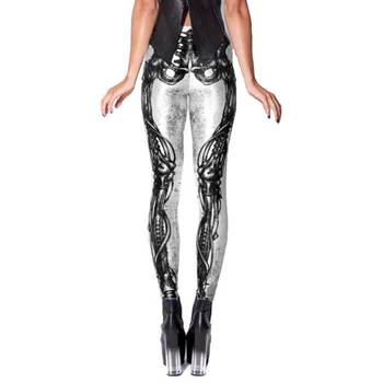 YSDNCHI Trükitud Leggins 3D Digitaalne Säärised Halloween Musta Jala Luud Skelett Raam soe Naiste pikad Püksid, Pliiats Pnats