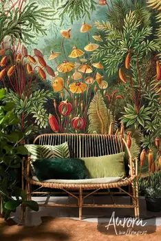 Amazoni Džungli eemaldatav tapeet, Repositionable, Koor ja jää, Ereda taimed, Värvikas, Vintage seinast, seinamaal, Troopiline wal