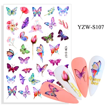 3D Kleepsud Küüned isekleepuvad Värv Papilio Lilled Küünte Art Kaunistused Armas Putukad Kleebis Küünte Foolium Tarvikud