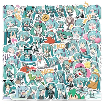65pcs Cartoon Armas kahemõõtmeline Hatsune Miku Emotikoni Kott Käe Konto Kleebised