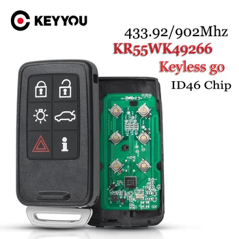 KEYYOU 6 Nuppu KR55WK49266 433/434/902MHz Remote Auto Võti VOLVO S60 S80 V40 V60 ja V70 XC60 ja XC70 2007-2016 Auto Võtmeta Smart