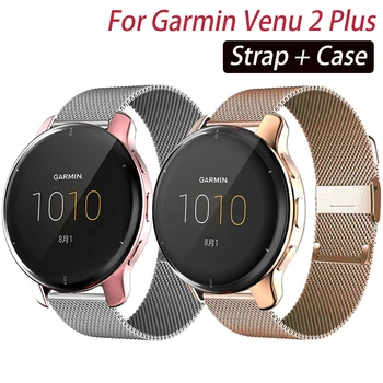 Rihma Garmin Venu 2 Pluss/Venu 2 2S Smart watch Metallist käevõru Garmin Vivoactive 4 4s Full Coverage Kaitse Juhul raam