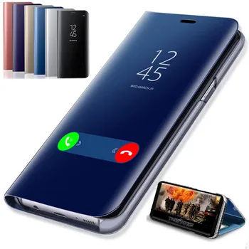 Selge Ülevaate Peegel Smart Case For Samsung Galaxy A80 A70 A60 A3 A5 A7 2017 A8 Pluss 2018 Nahast Flip Seista Kate