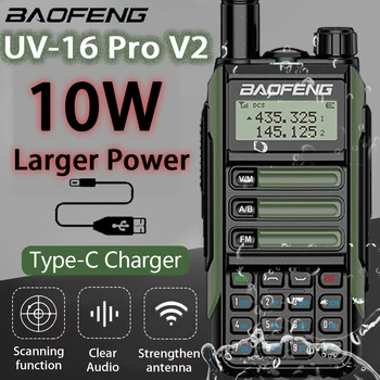 2022 BaoFeng UV-16 PRO High Power Antenn Walkie Talkie Tüüp-C Laadija pikamaa Veekindel UV16 Saatja Sink TwoWay Raadio