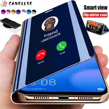 Smart Phone Case for Samsung Galaxy J4 J6 J7 Pluss A2 Core J3 J5 J7 J8 A5 A6 A7 2018 M31 M30 M20 S7 S6 Edge LED Peegel Vaadata Kate