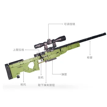 High-Tech KES Battlefield Seeria AWM Snaiper Rifle Mänguasjad ehitusplokid Väikeste Osakeste Assamblee Telliskivi Poiste Lemmik Kingitus