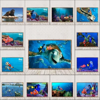 Canvas Poster Cartoon Maali kalapoeg Nemo Kunsti Lõuend Maali Plakatid ja Pildid elutuba Kodu Kaunistamiseks Seina Art Nr Raam