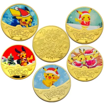 Pokemon Mälestusmündid Häid Jõule Mündi Anime Tegevus Joonis Mänguasjad Pikachu-Kaarte Lastele jõulukinke