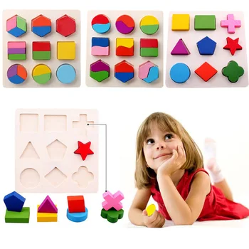 Puidust Geomeetriliste Kujundite Sorteerimine Matemaatika Montessori Puzzle Koolieelse Õppe Haridus Mäng Baby Väikelapse Mänguasjad Lastele