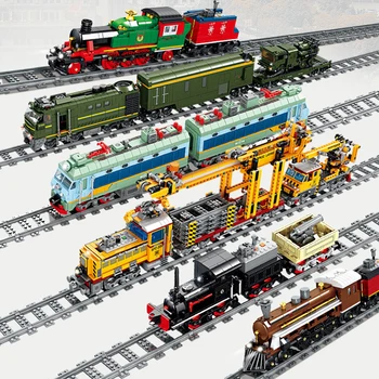 KAZI Elektrilised Rongi seeria raudtee, millega masin engineering nukk laste haridus kokkupanek mänguasi ehitusplokk