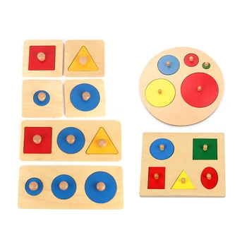 Montessori Meele Reljeefsete Puidust Nupp Mõistatusi Peg Juhatuse Geomeetrilise Kujuga Sobitada Värvi Kognitiivse Puzzle Juhatuse Õppe, Hariduse Mänguasi