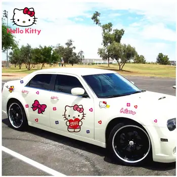 Hello Kitty Auto Kleebis Keha Auto Ukse Kate Isiksuse Cartoon Teenetemärgi Vähendada Auto Kriimustusi Auto Muutmine Tarvikud