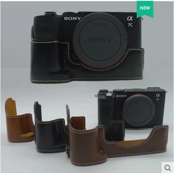 Kaamera Kott PU Nahast Pool Sätestatud Organ Cover For Sony A7C Alfa 7C ILCE-7C põhi Puhul Koos Aku Avamine