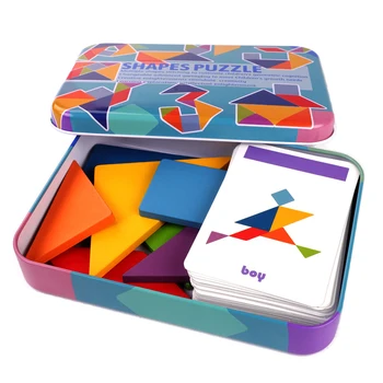 3D Puidust Muster Loomade Pusle, Värvikas Tangram Mänguasi Lastele Montessori Varajase Hariduse Sorteerimine Mängud, Mänguasjad, Laste Kingitus