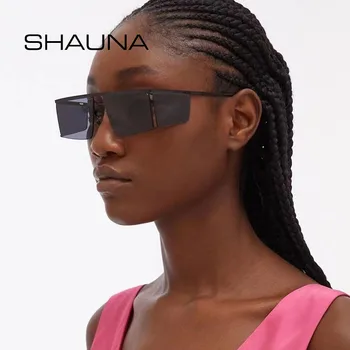 SHAUNA Ultra Kerge Roostevabast Terasest Raam, Punk Päikeseprillid kahe Objektiiviga Fashion Square Tooni UV400