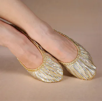 Täiskasvanud Soft Gold peep varba kingad Oriental Kõht Ballett Tantsu Kingad Naistele Ballerina Võimlemine Kokkupandav Tava Tantsu Korterid Kanda