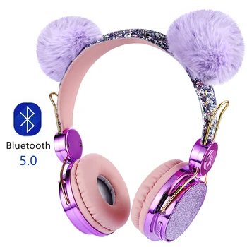 Bluetooth-ühilduva Juhtmeta Kõrvaklapid Mikrofoniga Tüdrukud 3.5 mm Stereo Muusika Kõrvaklapid Arvuti Mobiilne Telefon Kass Kõrvaklapid