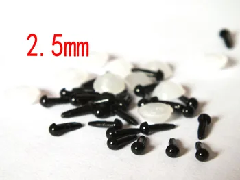 2,5 mm, Must Plastik-SILMAD, Sirge Säärega kaisukarud, miniatuuri--100tk(50pairs)